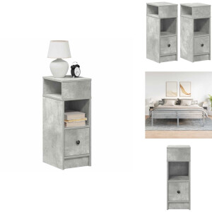 vidaXL Nachtkastje - Nachtkastjes - Bijzettafel - Wandkastje - Nachtkastjes 2 st met lade 25x31x66 cm betongrijs