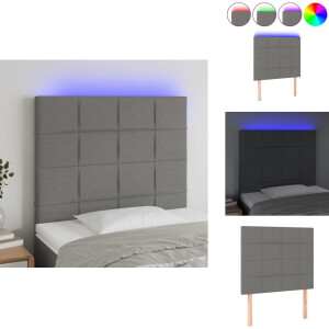 vidaXL Hoofdbord - Hoofdborden - Hoofdeinde - Houten Hoofdbord - Hoofdbord LED 90x5x118/128 cm stof donkergrijs