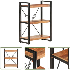 vidaXL Boekenplank - Boekenkast - Boekenkast met 3 schappen 60x30x80 cm massief acaciahout - Industriele Stijl - Acacia Hout - Vintage