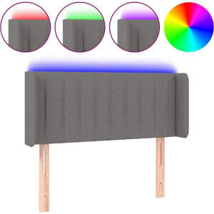 vidaXL - Hoofdbord - LED - 93x16x78/88 - cm - stof - donkergrijs