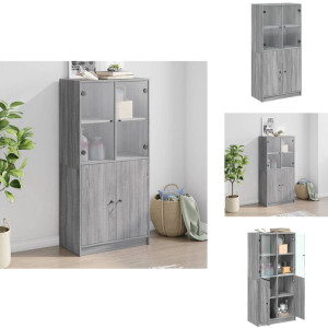 vidaXL Hoge Kast - Hoge Kasten - Houten Kast - Opbergkast - Hoge kast met deuren 68x37x142 cm bewerkt hout grijs sonoma