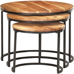 vidaXL - 3-delige - Tafeltjesset - massief - acaciahout