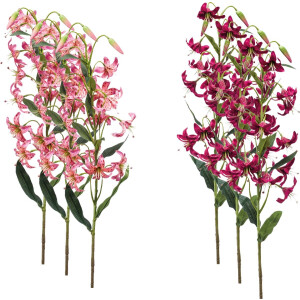 Emerald - Kunstbloem Lelie Roze 80cm - Set van 6 - Kunstplant voor binnen