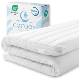 Topmatras - 200x200 - Afritsbaar / Wasbaar - HR Koudschuim - 8 cm - Orthopedisch - Anti-allergisch - Stevig - Hybrid - Topdekmatras - Topper Hotel XL - Anti Bacterieel - Okoetex gecertificeerd