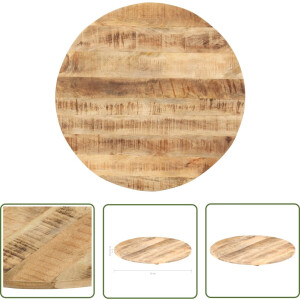 vidaXL Mangohout - Tafelblad - Tafelblad rond 15-16 mm 80 cm massief mangohout - Tafelblad Massief - Industriele Tafel - Vintage Tafel