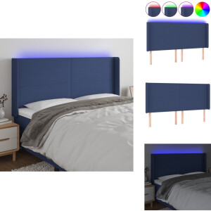 vidaXL Hoofdbord - Hoofdborden - Hoofdeinde - Houten Hoofdbord - Hoofdbord LED 163x16x118/128 cm stof blauw
