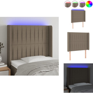 vidaXL Hoofdbord - Hoofdborden - Hoofdeinde - Houten Hoofdbord - Hoofdbord LED 103x16x118/128 cm stof taupe