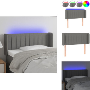 vidaXL Hoofdbord - Hoofdborden - Hoofdeinde - Houten Hoofdbord - Hoofdbord LED 103x16x78/88 cm stof donkergrijs