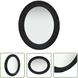 vidaXL Barok Spiegel - Wandspiegel - Wandspiegel barok stijl 50x60 cm zwart - Oval Spiegel - Zwarte Spiegel - Vintage Spiegel