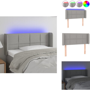 vidaXL - Hoofdbord - LED - 103x16x78/88 - cm - stof - lichtgrijs