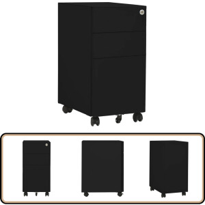 vidaXL - Ladeblok - verrijdbaar - 30x45x59 - cm - staal - zwart