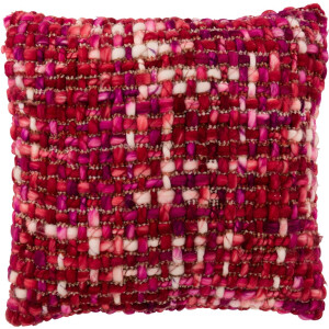 J-Line kussen Gebreeën - textiel - donkerroze