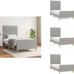vidaXL Bedframe Met Hoofdeinde - Bedframes Met Hoofdeindes - Bed - Slaapmeubel - Bedframe zonder matras 90x200 cm stof lichtgrijs