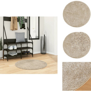 vidaXL Vloerkleed - Vloerkleden - Tapijt - Vloerkleed - Vloerkleed ISTAN hoogpolig glanzend Ø 80 cm beige