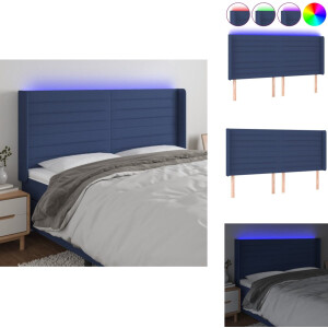 vidaXL Hoofdbord - Hoofdborden - Hoofdeinde - Houten Hoofdbord - Hoofdbord LED 163x16x118/128 cm stof blauw