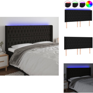 vidaXL Hoofdbord - Hoofdborden - Hoofdeinde - Houten Hoofdbord - Hoofdbord LED 183x16x118/128 cm stof zwart