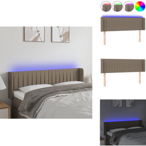 vidaXL Hoofdbord - Hoofdborden - Hoofdeinde - Houten Hoofdbord - Hoofdbord LED 147x16x78/88 cm stof taupe