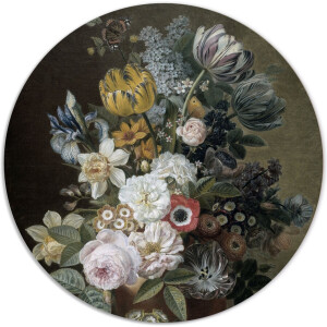 Label2X - Muurcirkel - Stilleven met Bloemen, Eelke Jelles Eelkema - Ø 40 cm - Dibond - Multicolor - Wandcirkel - Rond Schilderij - Bloemen en Planten - Muurdecoratie Cirkel - Wandecoratie rond - Decoratie voor woonkamer of slaapkamer