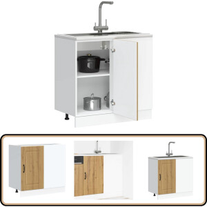 vidaXL Keuken Onderkast Kalmar - 86x46x81,5 cm - Eiken Keukenonderkast - Houten Keukenkasten - Opslagruimte Keuken - Praktische Keukenoplossing - Kunststof Front