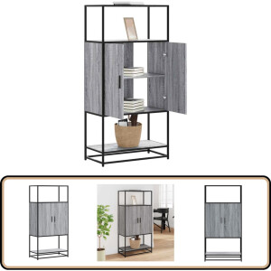 vidaXL Hoge kast - 68x35x139 cm - Grijs Sonoma Eiken Hoge Kast - Opslagruimte - Keukenopslag - Houten Kast - Metalen Kast