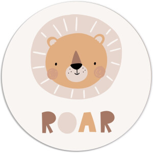 Label2X - Muurcirkel kids roar - 40 cm - Forex - Multicolor - Wandcirkel - Rond Schilderij - Muurdecoratie Cirkel - Wandecoratie rond - Decoratie voor woonkamer of slaapkamer