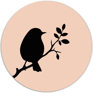 Label2X - Muurcirkel vogeltje lente - Ø 40 cm - Dibond - Multicolor - Wandcirkel - Rond Schilderij - Muurdecoratie Cirkel - Wandecoratie rond - Decoratie voor woonkamer of slaapkamer