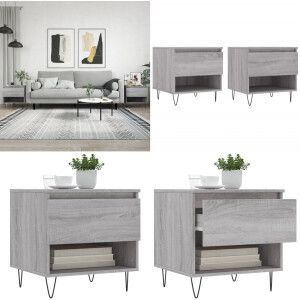vidaXL Salontafels 2 st 50x46x50 cm bewerkt hout grijs sonoma eiken - Salontafel - Salontafels - Tafel - Bijzettafel