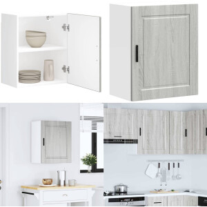 vidaXL Keukenwandkast Porto bewerkt hout grijs sonoma eiken - Keuken Wandkast - Keuken Wandkasten - Keuken Wandmeubel - Gemonteerde Wandkast