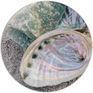 Label2X - Muurcirkel dreamy beach - Ø 30 cm - Dibond - Multicolor - Wandcirkel - Rond Schilderij - Muurdecoratie Cirkel - Wandecoratie rond - Decoratie voor woonkamer of slaapkamer