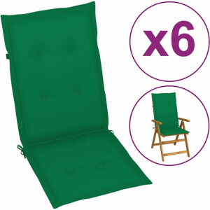 vidaXL - Tuinstoelkussens - 6 - st - hoge - rug - 120x50x3 - cm - stof - groen