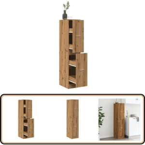 vidaXL Apothekerskast - 144,5 cm - Artisanaal Eiken Apothekerskast - Apothekerskasten - Apothekerskast Keuken - Apotheekkast