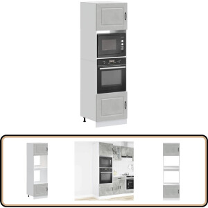 vidaXL Ovenkasten - Lucca serie - 2 stuks - Betongrijs Ovenkast - Houtsoort - Keukenopstelling - Opslagruimte - Compact Design