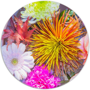 Label2X - Muurcirkel - Pretty - Ø 12 cm - Dibond - Multicolor - Wandcirkel - Rond Schilderij - Bloemen en Planten - Muurdecoratie Cirkel - Wandecoratie rond - Decoratie voor woonkamer of slaapkamer