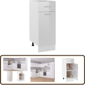 vidaXL Onderkast - 30x46x81,5 cm - Hoogglans wit Keukenonderkast - Lades - Opslagoplossing - Witte Keuken - Houten Keukenmeubel