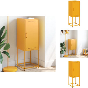 vidaXL Hoge Kast - Hoge Kasten - Hoog Dressoir - Hoge Kast Woonkamer - Hoge kast 36x39x107 cm staal mosterdgeel
