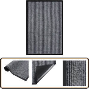 vidaXL Deurmat 80x120 cm - Gestreept Grijs Deurkast - Vloermat - Binnenmat - Halmat - Ingangskussen