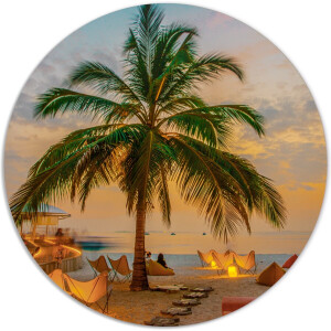 Label2X - Muurcirkel summer vibe - Ø 20 cm - Dibond - Multicolor - Wandcirkel - Rond Schilderij - Muurdecoratie Cirkel - Wandecoratie rond - Decoratie voor woonkamer of slaapkamer