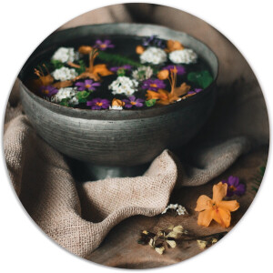 Label2X - Muurcirkel - Gentle - Ø 120 cm - Forex - Multicolor - Wandcirkel - Rond Schilderij - Bloemen en Planten - Muurdecoratie Cirkel - Wandecoratie rond - Decoratie voor woonkamer of slaapkamer