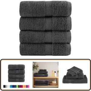 vidaXL Gastendoekjes SOLUND - 4 stuks - 30x30 cm - Antraciet Gastendoekjes - Zeepdoekjes - Handdoekjes - Washcloths - Badeend