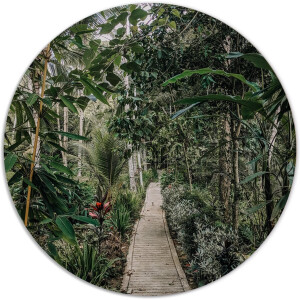 Label2X - Muurcirkel green paradise - Ø 30 cm - Forex - Multicolor - Wandcirkel - Rond Schilderij - Muurdecoratie Cirkel - Wandecoratie rond - Decoratie voor woonkamer of slaapkamer