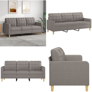 vidaXL Driezitsbank 180 cm stof taupe - 3-zitsbank - 3-zitsbanken - Bank - Driezitsbank
