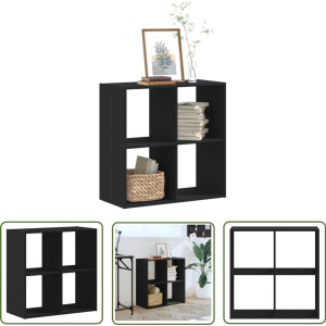 vidaXL Houten Boekenkast - Boekenkast - Boekenkast 68,5x32x68,5 cm bewerkt hout zwart - Zwarte Boekenkast - Opbergkast - Kamerdivider