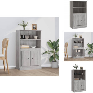 vidaXL Hoge Kast - Hoge Kasten - Kast - Opbergkast - Hoge kast 60x35,5x103,5 cm bewerkt hout grijs sonoma eikenkleur