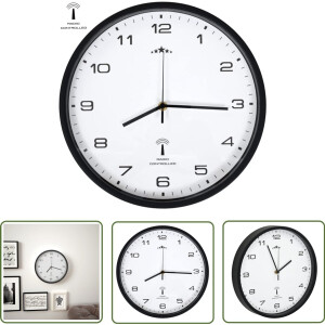 vidaXL Wandklok - Radiogestuurd - 31 cm - Zwart/Wit Muurklok - Radiogestuurd - Wandklok - Keuken - Woonkamer