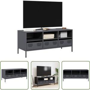 vidaXL Industrieel Design - Tv Meubel - Tv-meubel 101,5x39x43,5 cm koudgewalst staal antracietkleurig - Tv Stand - Koudgewalst Staal - Zwart