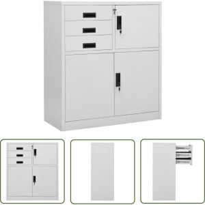 vidaXL Kantoor Meubilair - Archief Kast - Kantoorkast 90x40x102 cm staal lichtgrijs - Metalen Kast - Staalkast - Grijze Kast