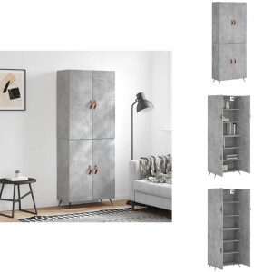vidaXL Hoge Kast - Hoge Kasten - Dressoir - Buffetkast - Hoge kast 69,5x34x180 cm bewerkt hout betongrijs