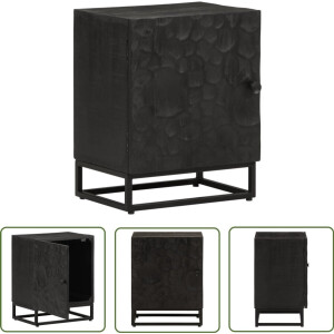 vidaXL Mangohout - Nachtkastje - Nachtkastje 40x30x50 cm massief mangohout en ijzer zwart - Black Furniture - Vintage Design - Bedroom Furniture