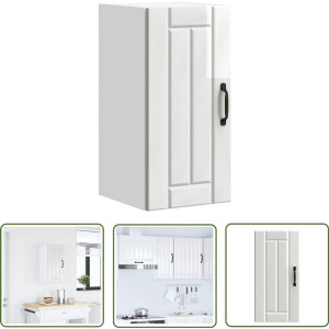 vidaXL Wandkast - Keuken Kast - Keukenwandkast Lucca bewerkt hout hoogglans wit - Opslagoplossing - Keuken Organisatie - Houten Kast