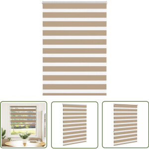 vidaXL Zebra Rolgordijn 95x150 cm - Zandbruin Zebra Gordijnen - Rolgordijnen - Zonwering - Privacy Screen - Woon Accessoires